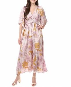 NEW EN SAISON jeune floral midi dress in purple multi